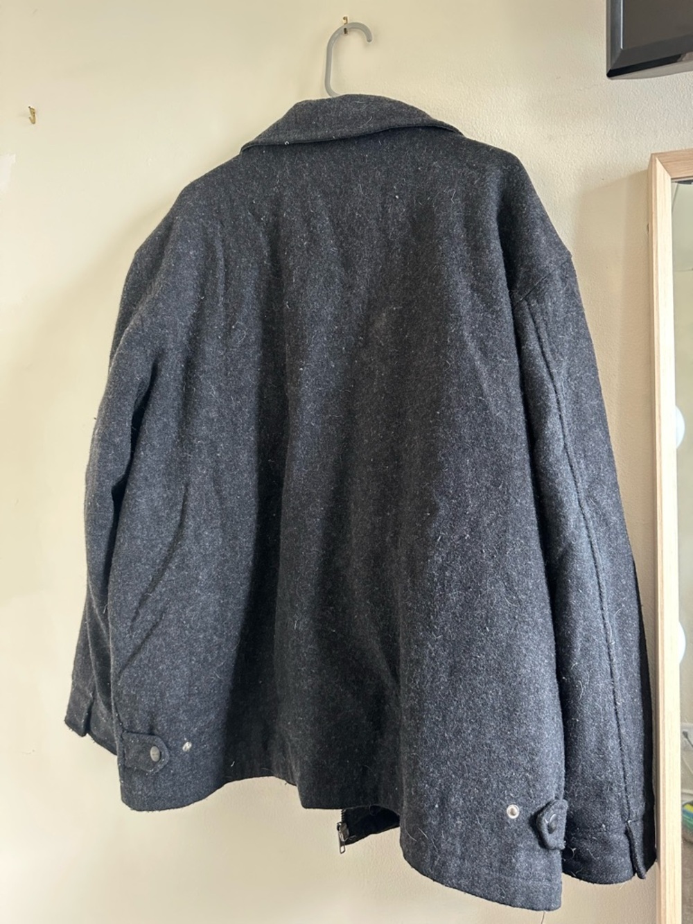 Old Navy Men's Dark Charcoal Wool Zipper Jacket - Picture 2 of 4